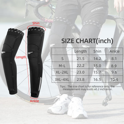 ROCKBROS Cycling Leg Warmers Thermal Fleece Windproof Compression Knee Sleeves for Men Women