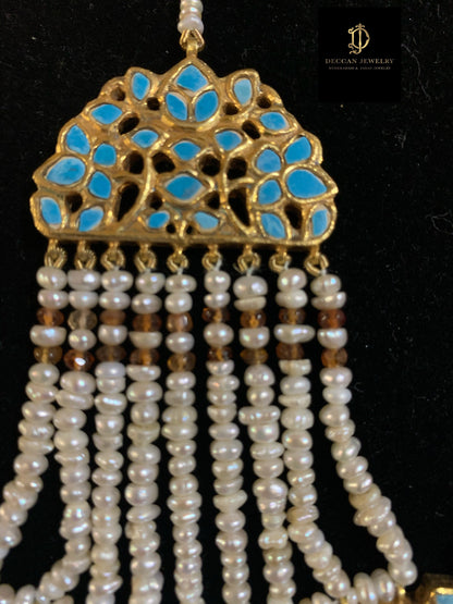 JTK1 Anuja jhoomar tika in feroza/ turquoise ( SHIPS IN 4 WEEKS )