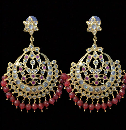 Sehra chandbali in red ( SHIPS IN 4 WEEKS  )
