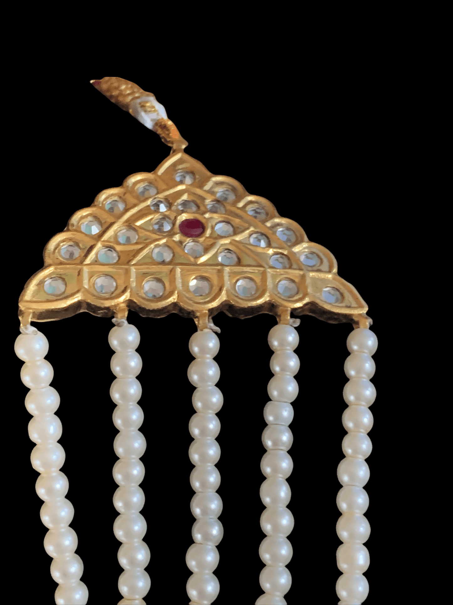 SAT20 Nimra 5 layer long kundan necklace with earrings ( READY TO SHIP )