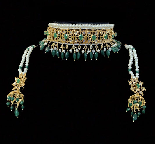Insia jadavi lacha in emerald beads (SHIPS IN 2 WEEKS)