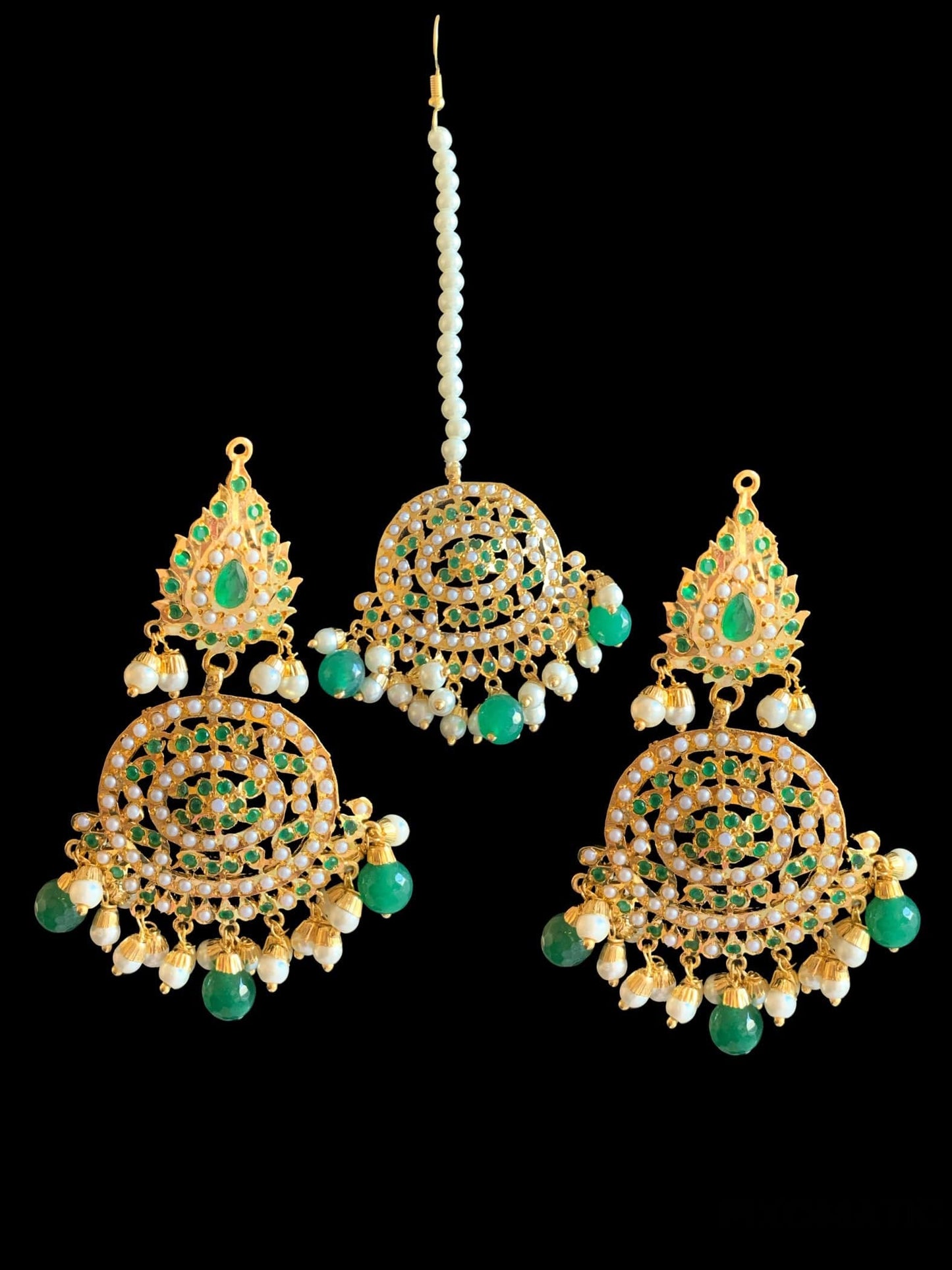 DLN21 Simran rani haar in green  / emeralds  ( READY TO SHIP)