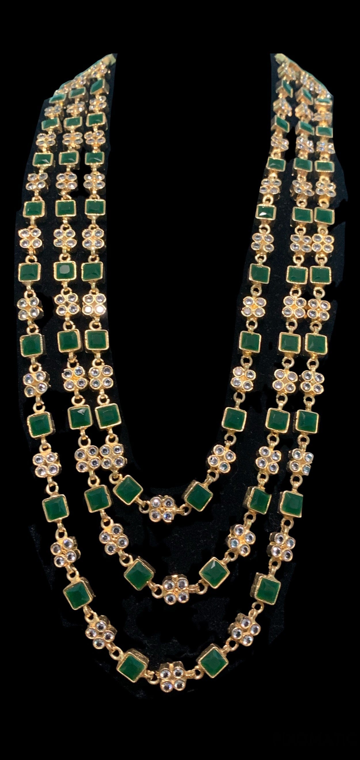 SAT1 Three layer long kundan mala ( SHIPS IN 3 WEEKS )