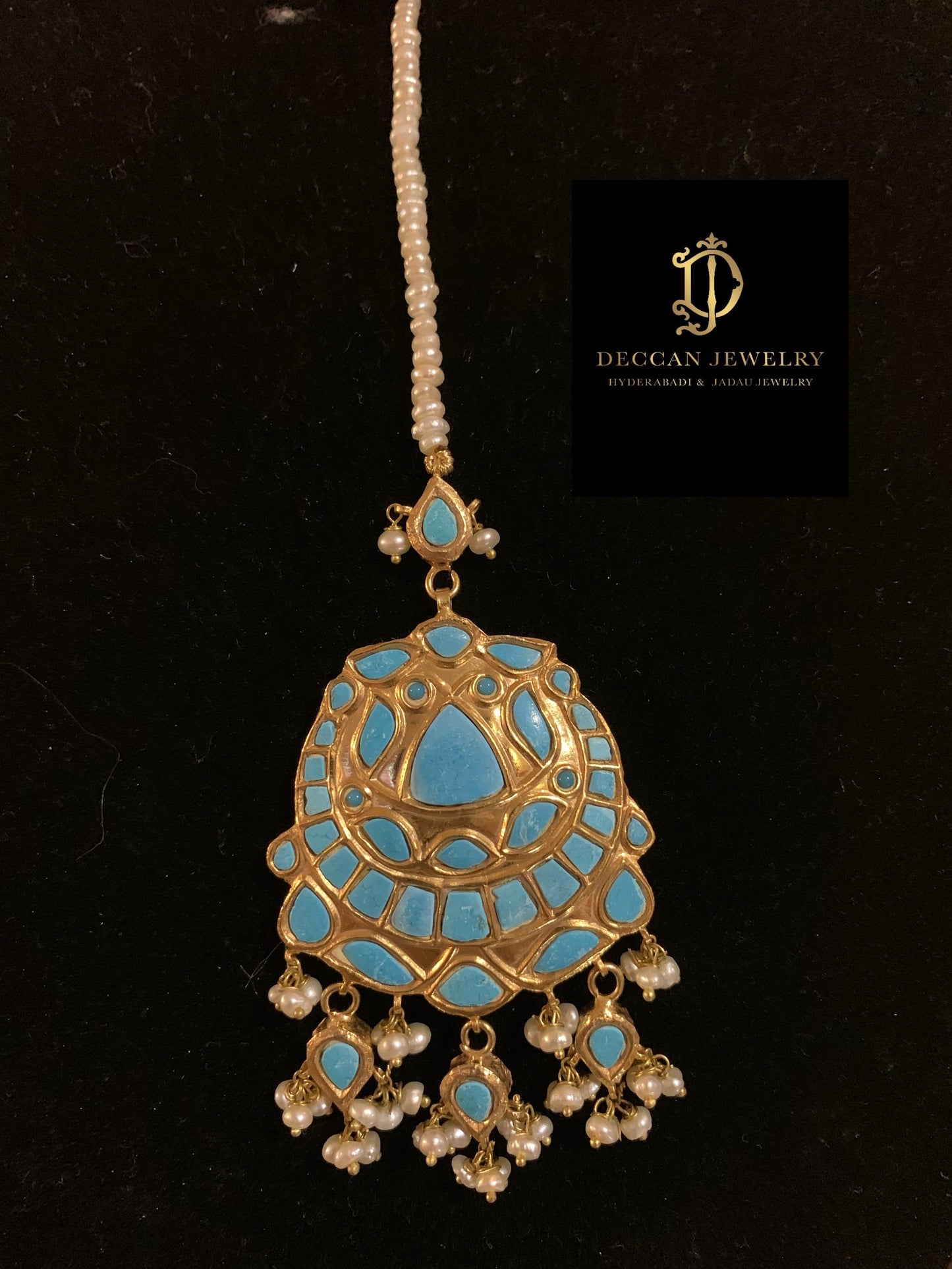 JTK1 Anuja jhoomar tika in feroza/ turquoise ( SHIPS IN 4 WEEKS )