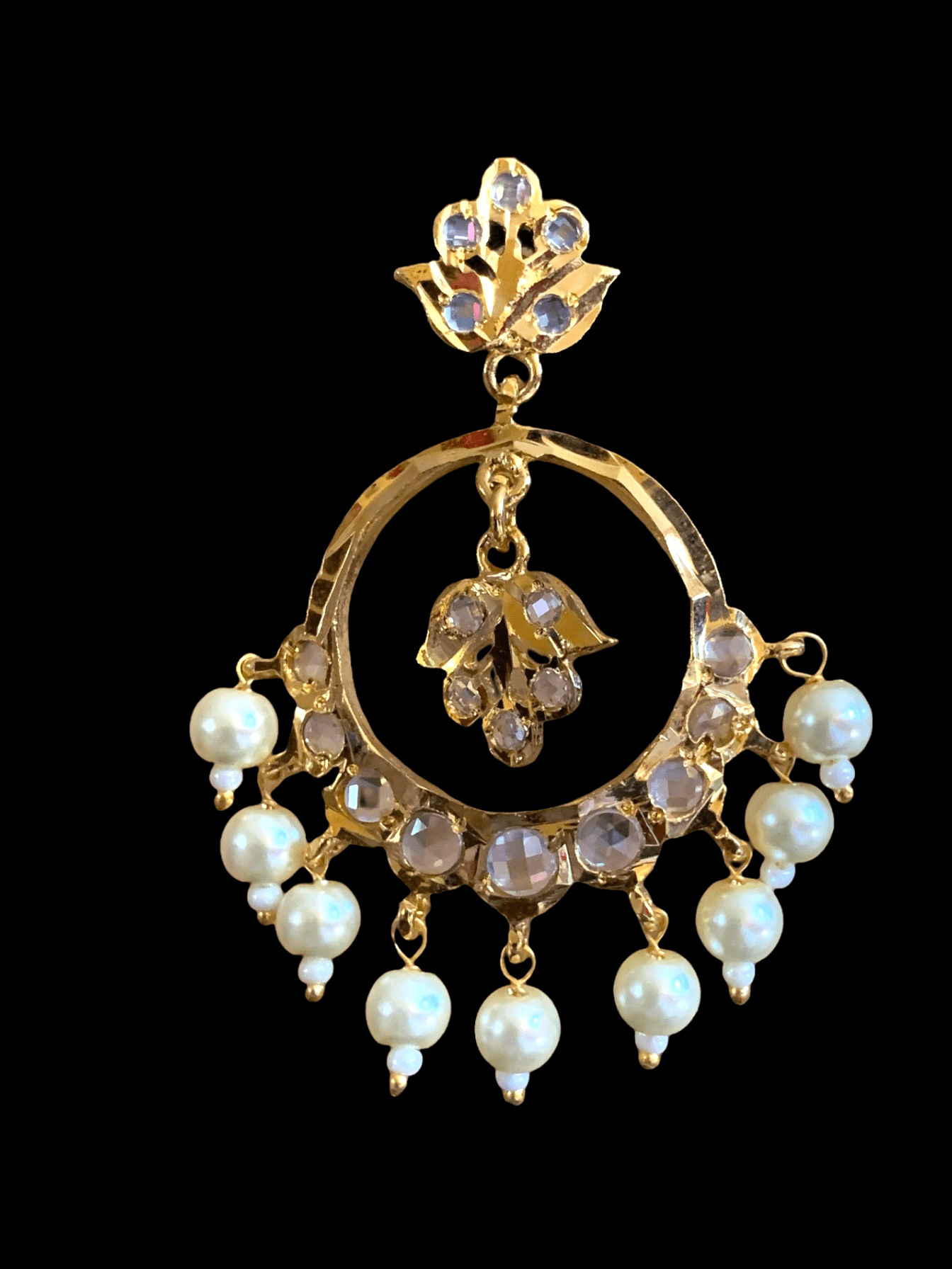 DER566 Nida medium sized Chandbali in pearls (READY TO SHIP)
