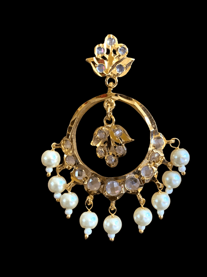 DER566 Nida medium sized Chandbali in pearls (READY TO SHIP)