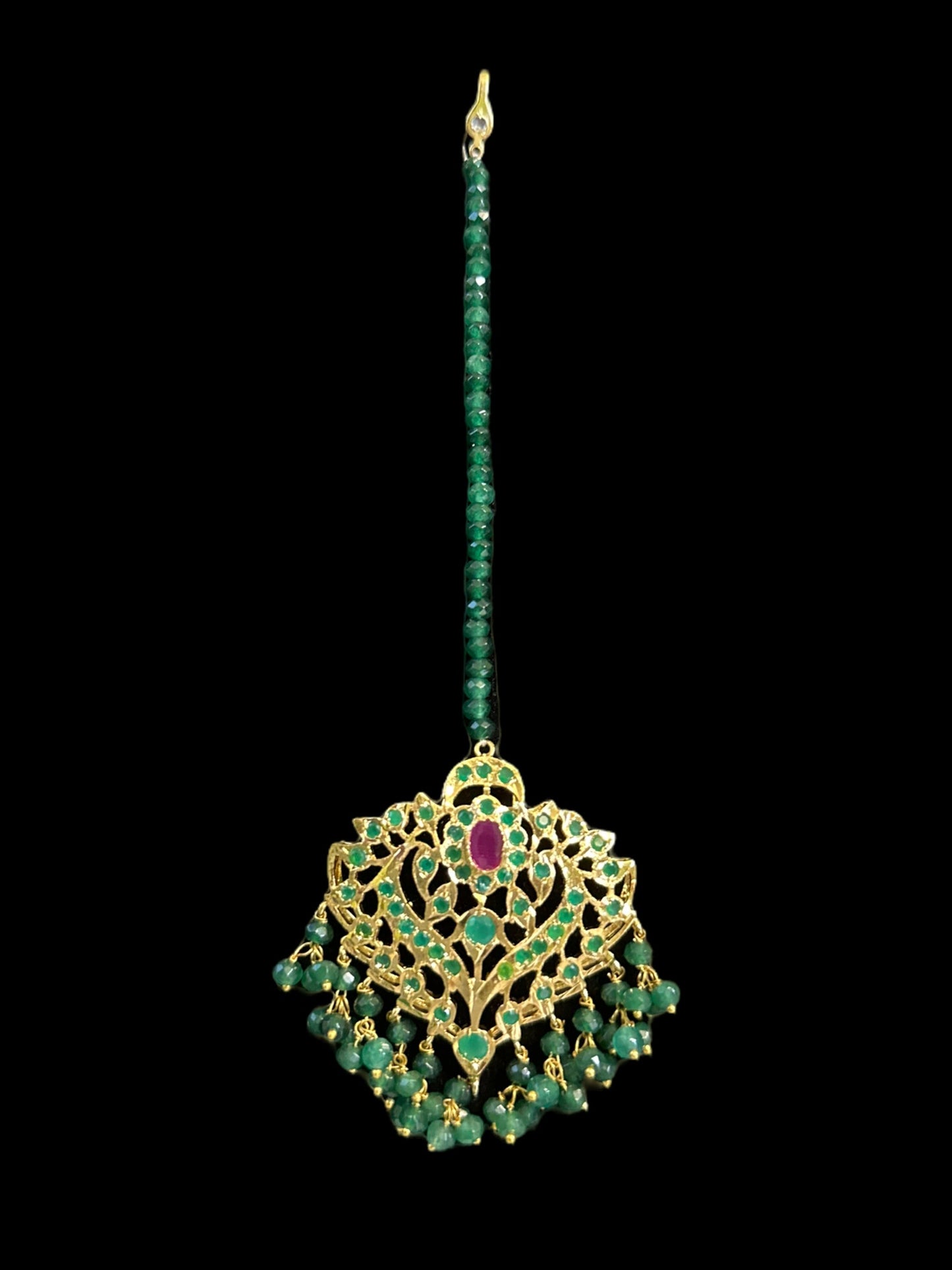 Ekta ruby emerald earrings tika (READY TO SHIP )