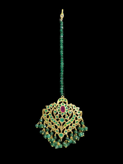 Ekta ruby emerald earrings tika (READY TO SHIP )