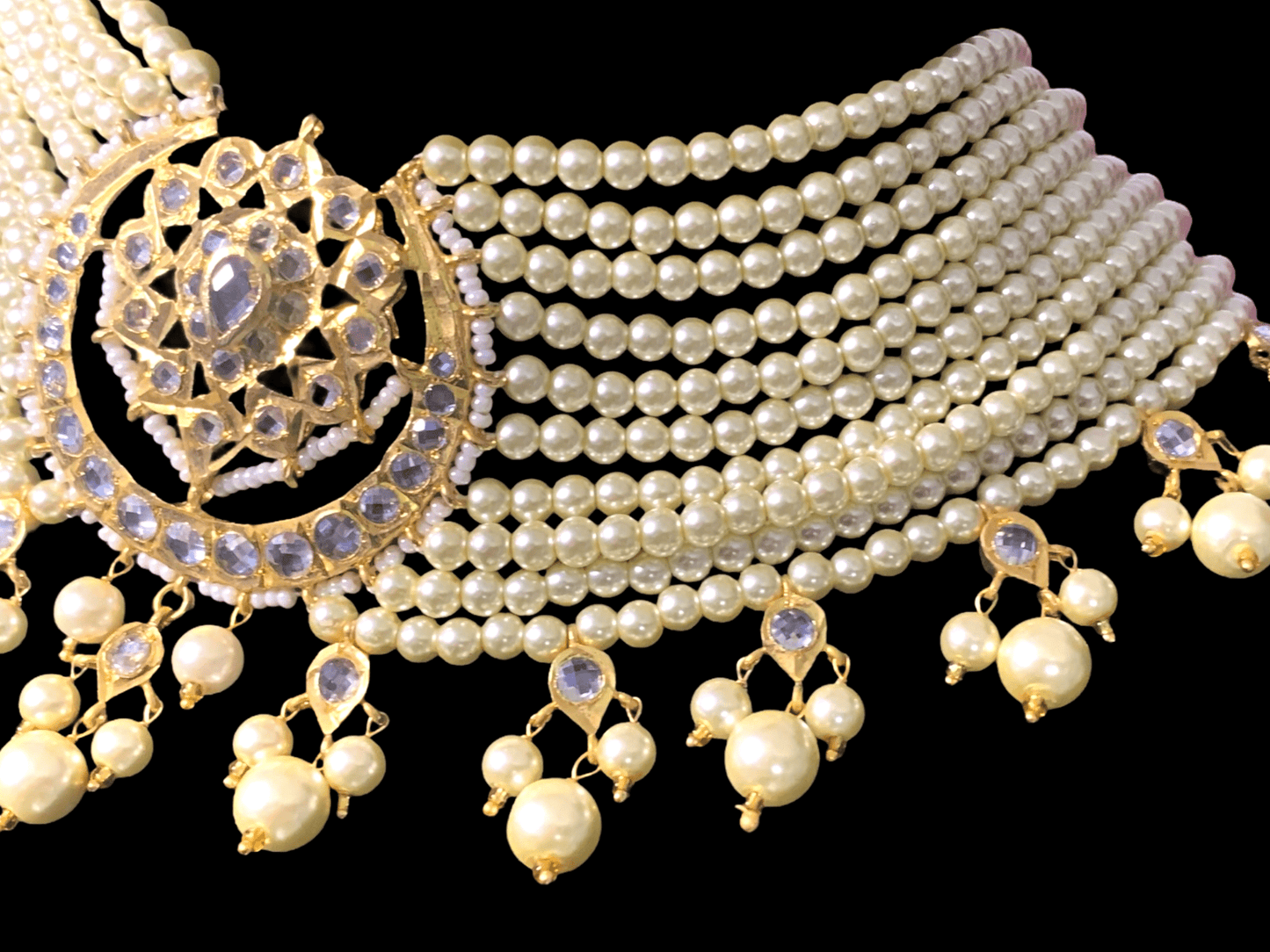 C171  Noor choker set in golden pearls ( READY TO SHIP )