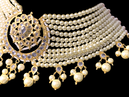 C171  Noor choker set in golden pearls ( READY TO SHIP )