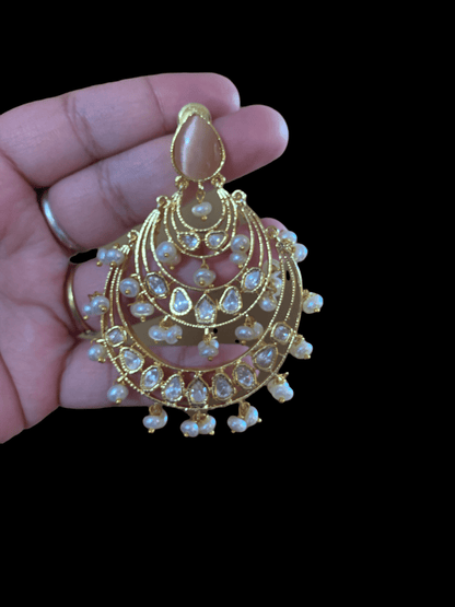 DER68 Tahira cz earrings in fresh water pearls- ( READY TO SHIP)