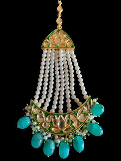 DJHR65 kundan jhoomar  in green ( READY TO SHIP)