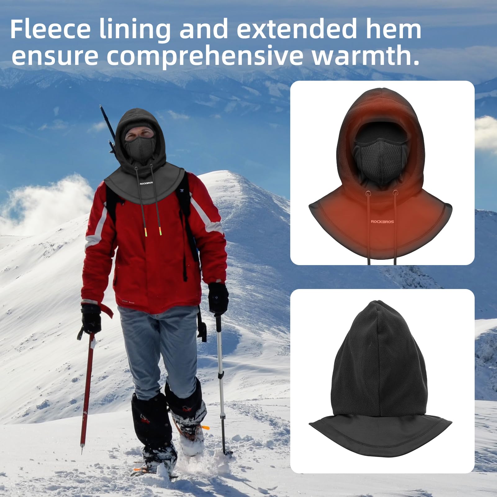 ROCKBROS Ski Balaclava Thermal Fleece Balaclava for Cold Weather Winter Men - Triathlete Store