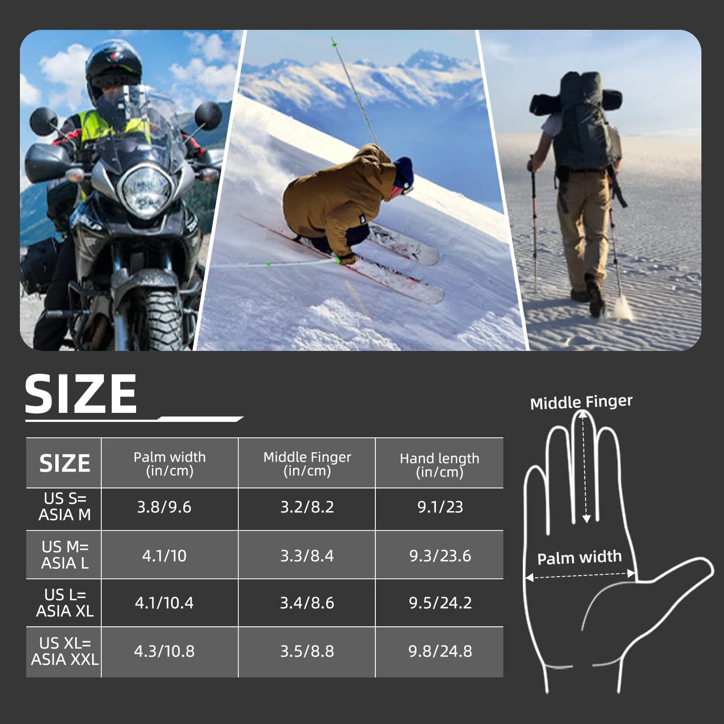 ROCKBROS Touchscreen Motorcycle Gloves, Full Finger Gear with Hard Carbon Fiber Shell