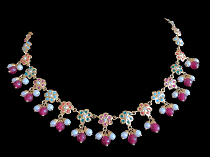 NS328 Alea punjabi Jadau necklace  set - navratan    (SHIPS IN 4 WEEKS )