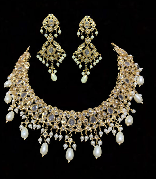 Smitha necklace set  in pearls  (SHIPS IN 1 WEEK )