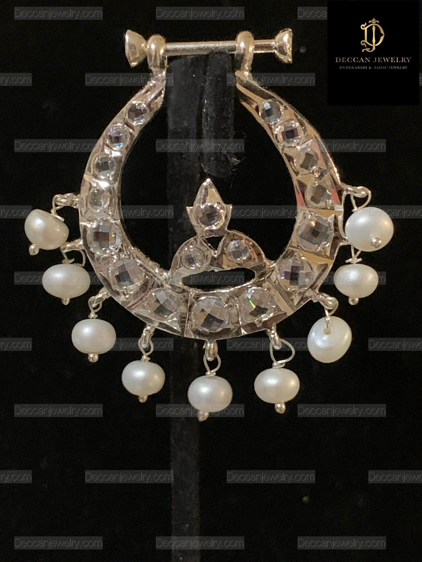 DER631 Hosna silver plated chandbali ( SHIPS IN 4 WEEKS  )