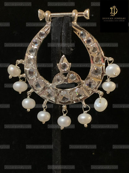 DER631 Hosna silver plated chandbali ( SHIPS IN 4 WEEKS  )