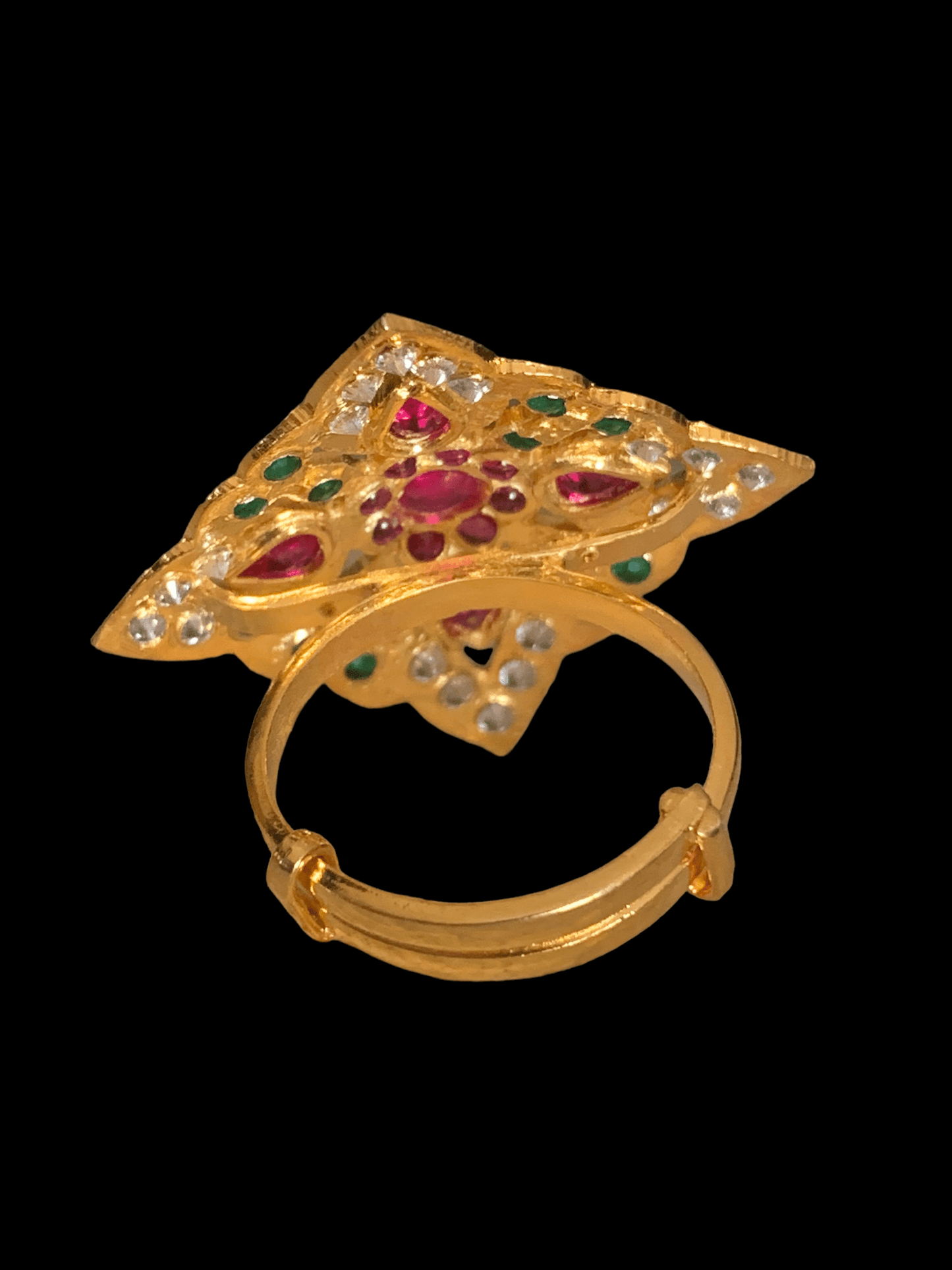 Ruby emerald gold plated silver ring ( READY TO SHIP )