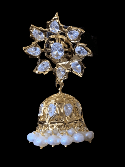 DER306 Evelyn Karanphool jhumka ( pearls ) READY TO SHIP