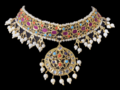 BR90 Neema bridal Hyderabadi set in Navratan (READY TO SHIP )