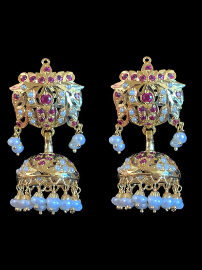 ALARNA gold plated silver choker in rubies and fresh water pearls ( SHIPS IN 4 WEEKS )