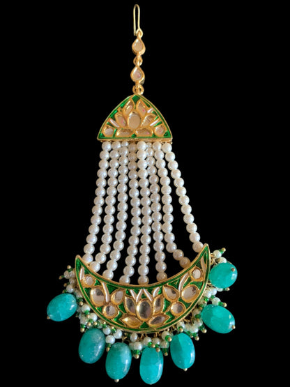 DJHR65 kundan jhoomar  in green ( READY TO SHIP)