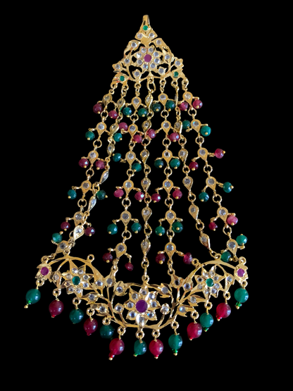 JTK31 Hira jhoomar tikka in ruby emerald ( SHIPS IN 2 WEEKS   )