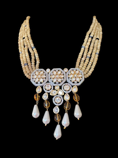 DNS4 short necklace with earrings tika in Polki ( READY TO SHIP )