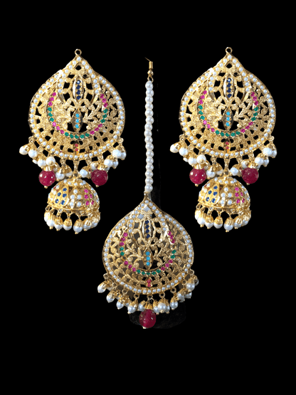 DJET2 navratan jhumka  earrings tika ( READY TO SHIP )