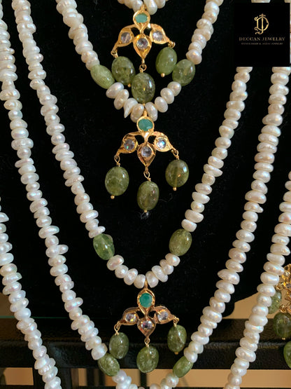 INSIA BRIDAL SET IN EMERALDS WITH FRESH WATER PEARLS ( SHIPS IN 2 WEEKS )