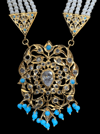 LN9 Cassie rani haar with earrings in turquoise  ( SHIPS IN 4 WEEKS  )