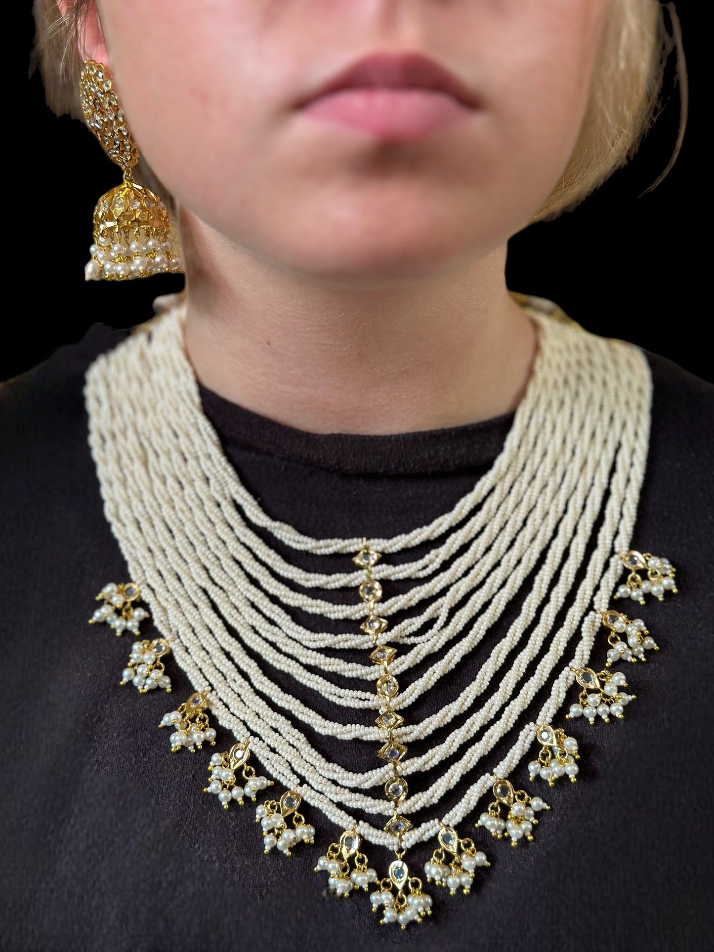 DNS10 Mala pearl necklace with jhumka ( READY TO SHIP  )