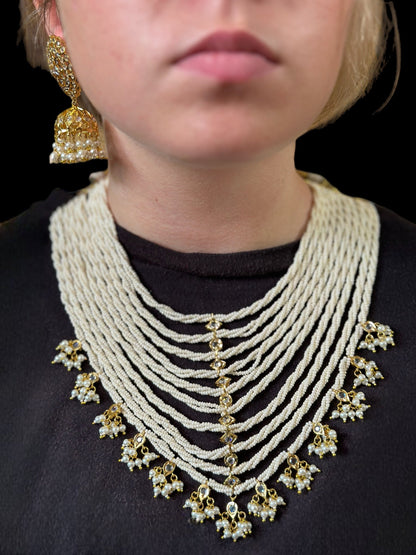 DNS10 Mala pearl necklace with jhumka ( READY TO SHIP  )