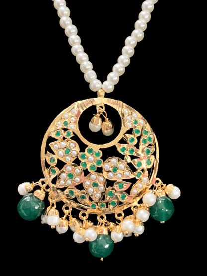 PS448 Naina  pendant set ( green  ) ( READY TO SHIP)