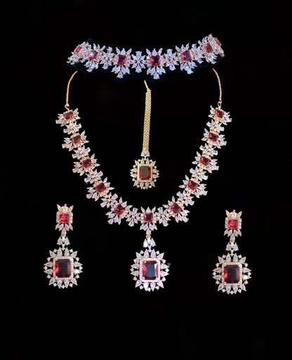BR29 Sarah  gold plated cz set in ruby  ( READY TO SHIP )