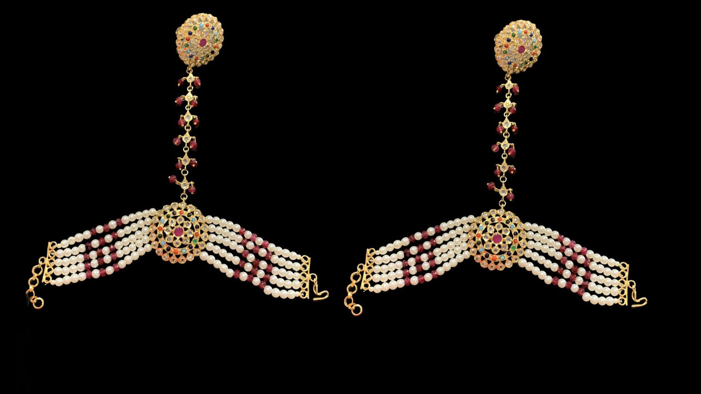 HP13 Trikha  haath Phool (navratan )  -ONE PAIR ( READY TO SHIP )