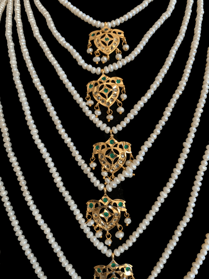 SAT9 Talia  satlada in fresh water pearls - green   (READY TO SHIP)