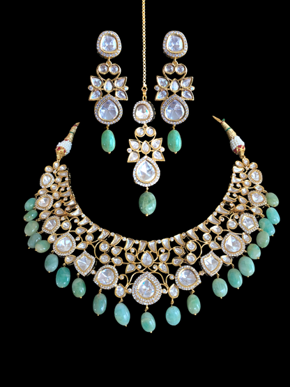 NS358 Tanu emerald Polki set ( SHIPS IN 4 WEEKS )