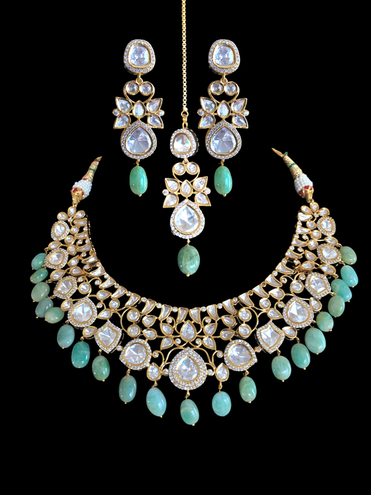 NS358 Tanu emerald Polki set ( SHIPS IN 4 WEEKS )