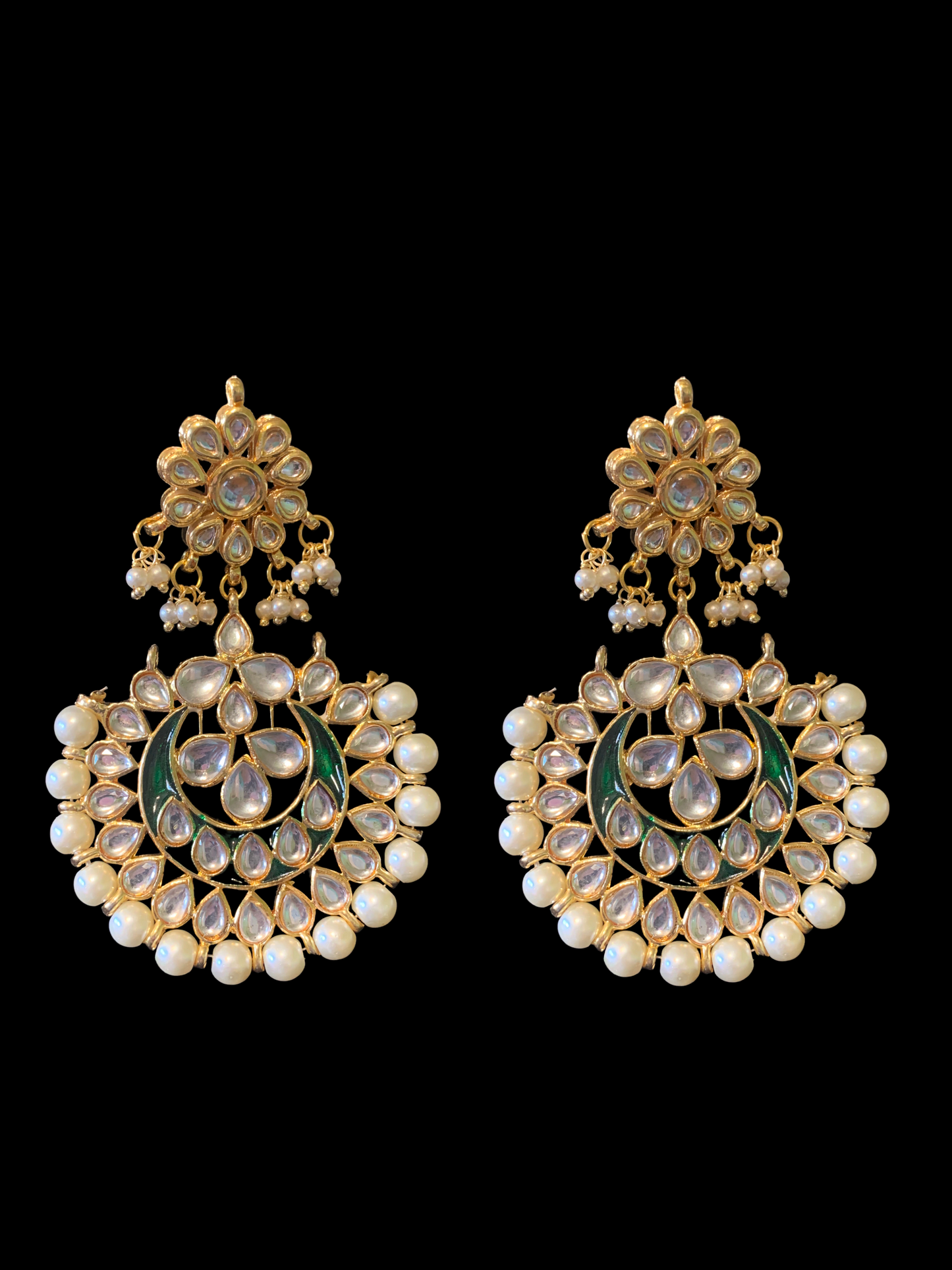 DER383 Kundan earrings with meenakari work ( READY TO SHIP )