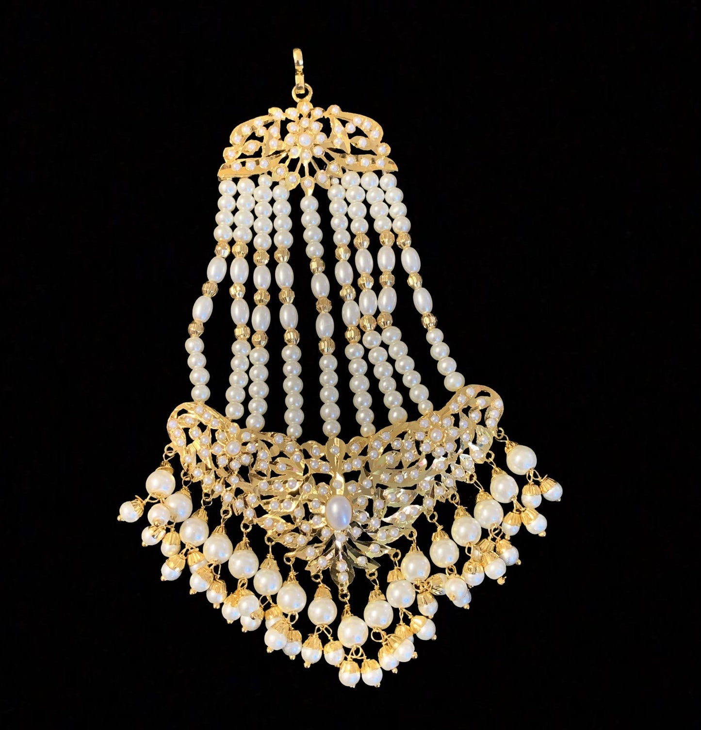 DJHR44 Hema jadau jhoomar in pearls ( READY TO SHIP )