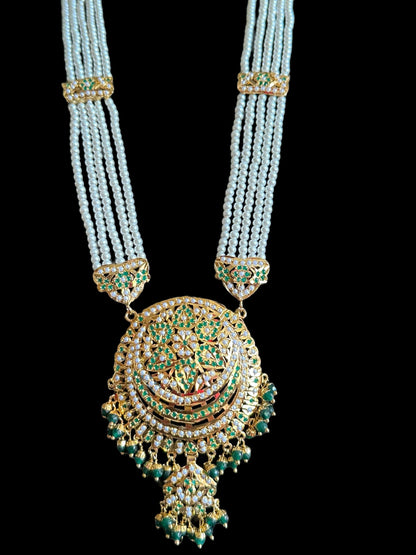 DLN9 Laiba jadau rani haar in green beads and pearls ( READY TO SHIP)