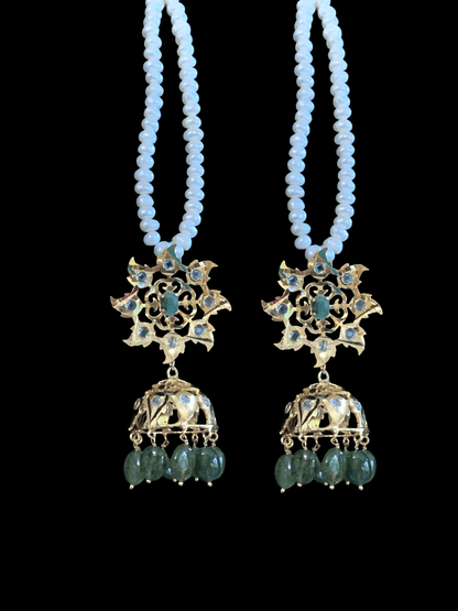 SAT49 Hyderabadi satlada in Fresh water pearls and emeralds ( SHIPS IN 2 WEEKS )