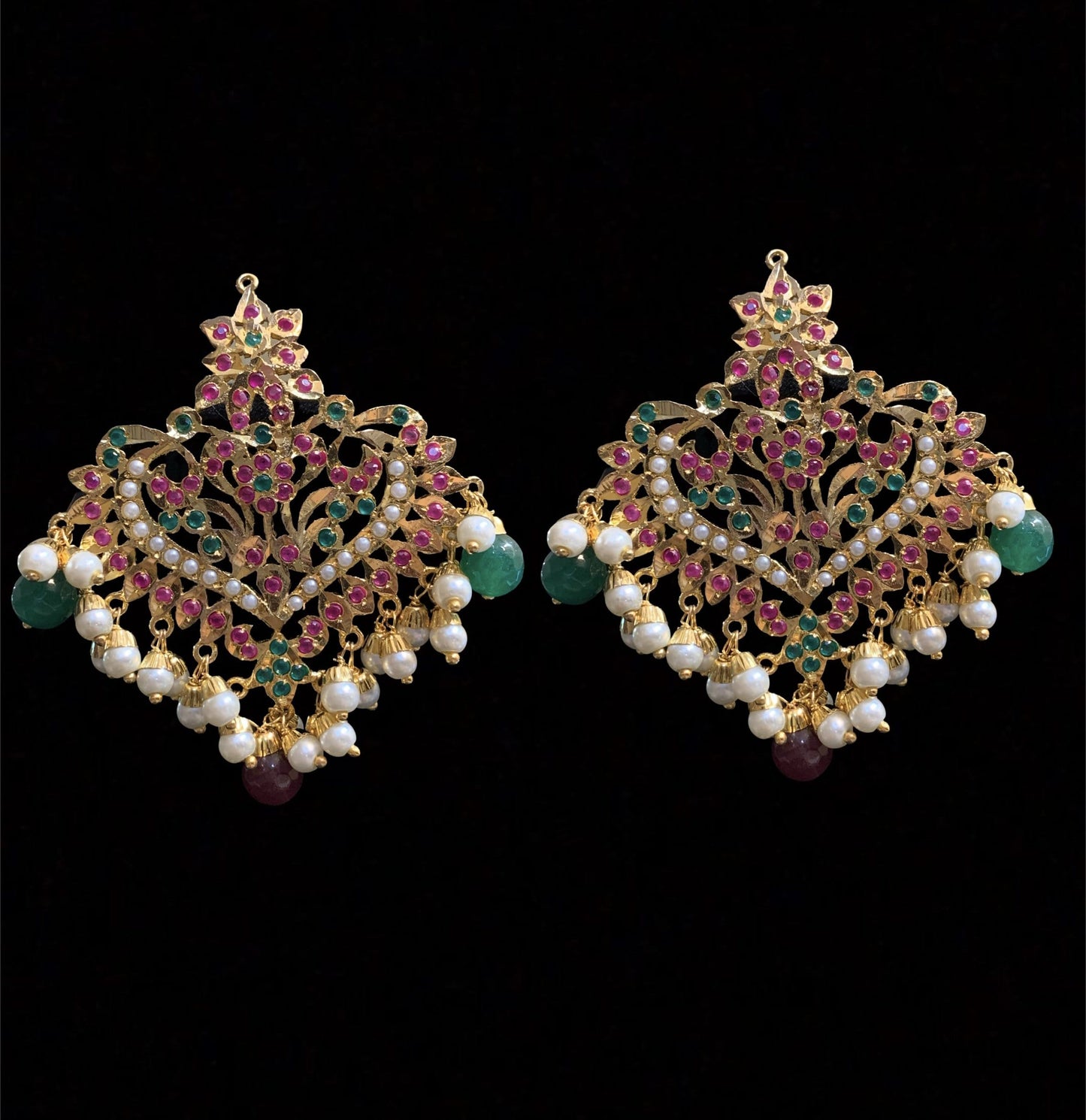 DJET104 Afreen Ruby emerald earrings tika ( SHIPS IN 4 WEEKS )