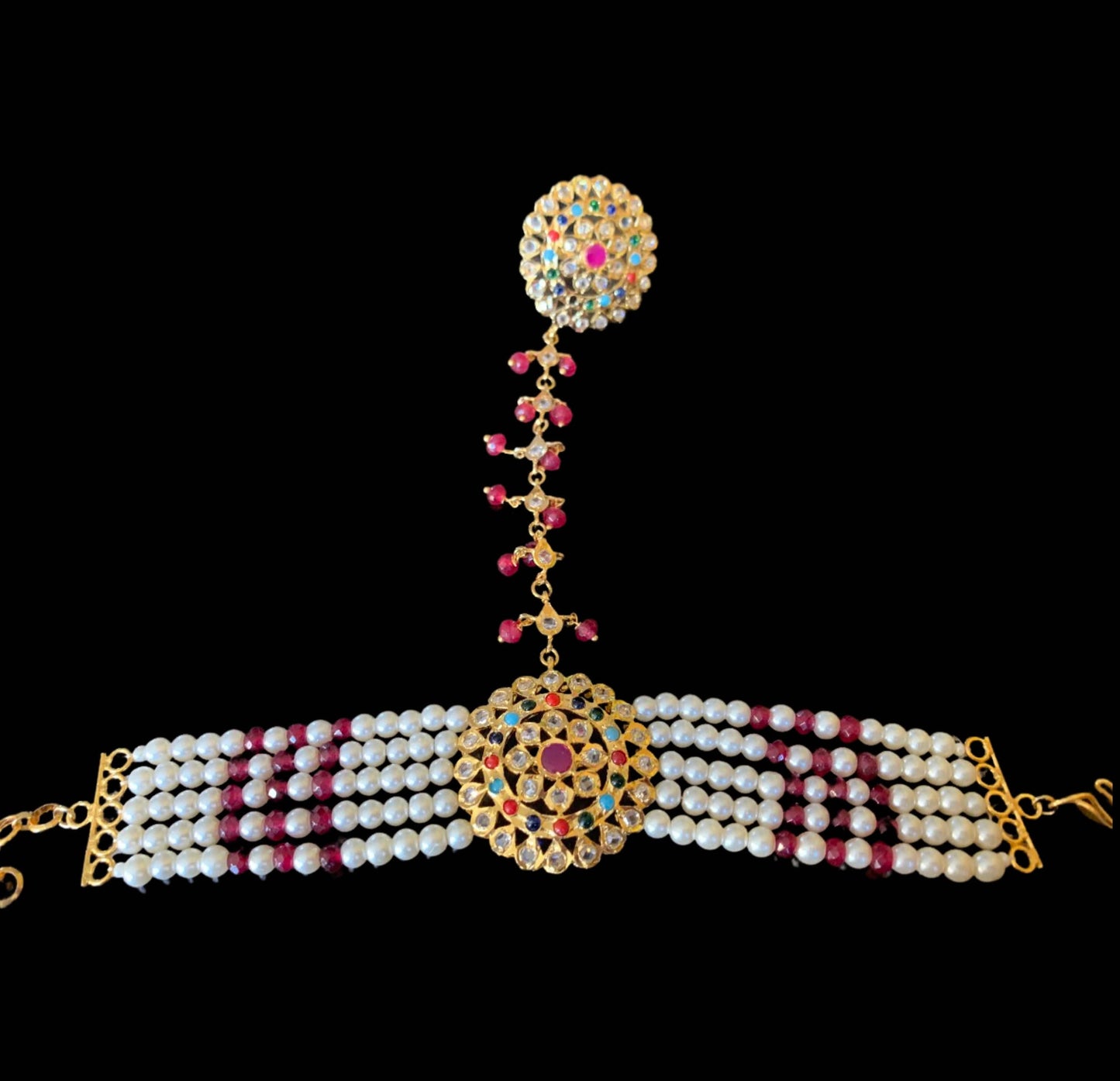 HP13 Trikha  haath Phool (navratan )  -ONE PAIR ( READY TO SHIP )
