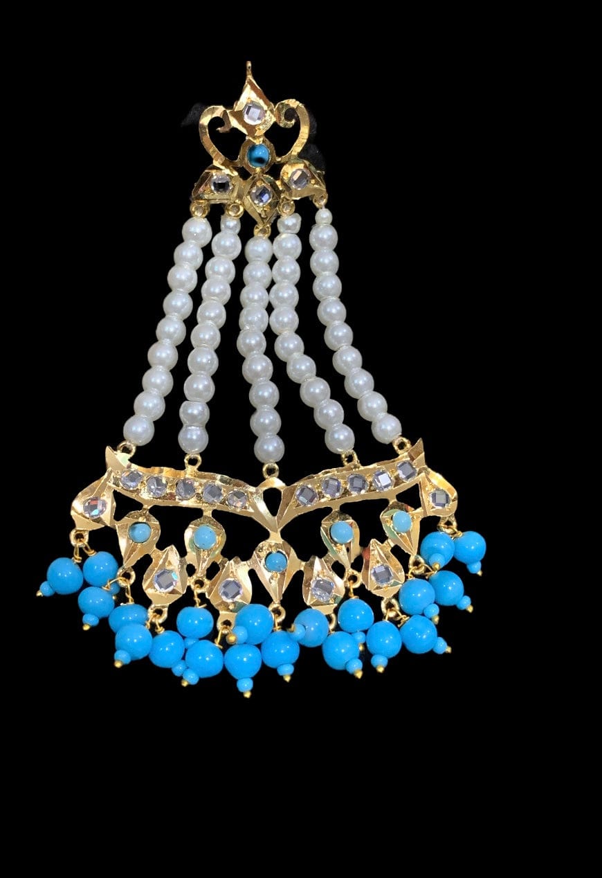 LN9 Cassie rani haar with earrings in turquoise  ( SHIPS IN 4 WEEKS  )