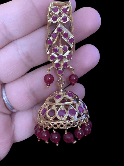 DER118 rooha jhumkas in rubies ( READY TO SHIP )