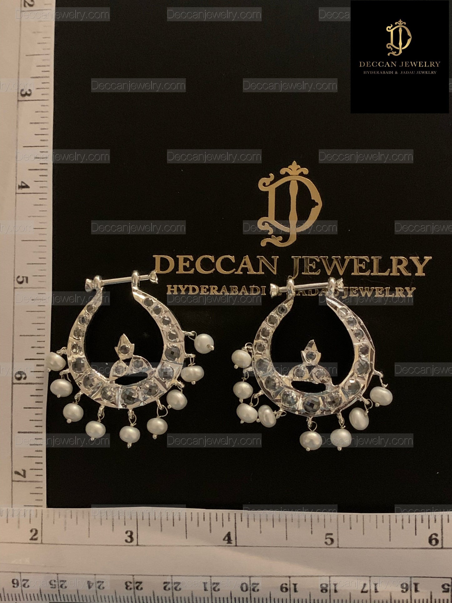 DER631 Hosna silver plated chandbali ( SHIPS IN 4 WEEKS  )