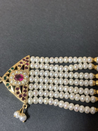 Ruby emerald jadau choker set in gold plated silver ( SHIPS IN 5 WEEKS )